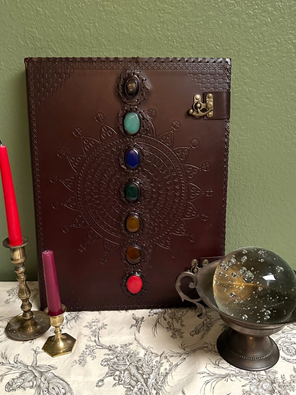 Earthbound Trading Embossed Leather Journal with Chakra Stones